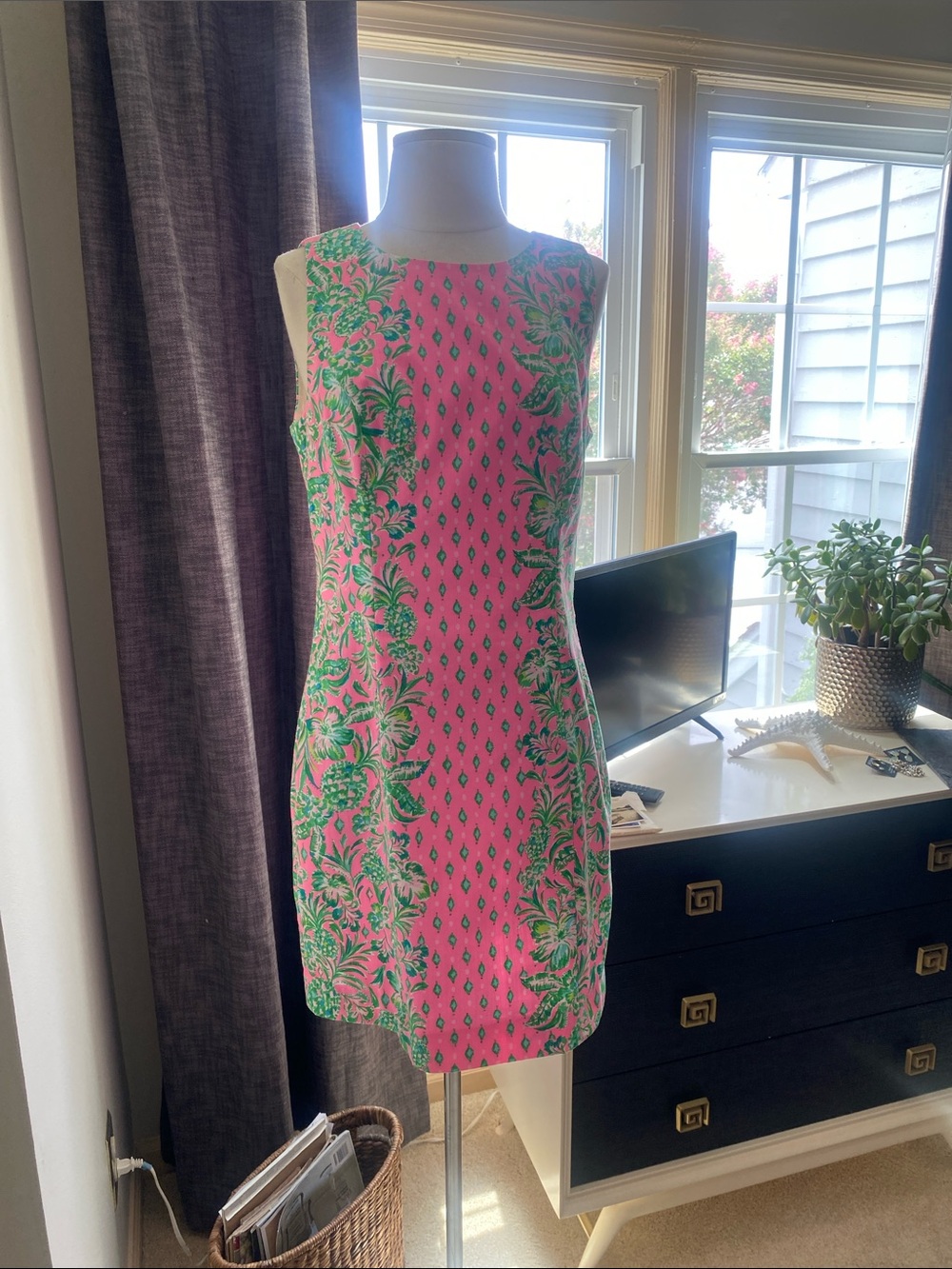 Lilly Pulitzer Pink & Green Floral Sleeveless Shift Dress